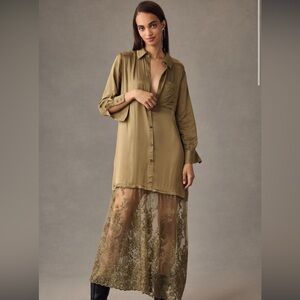 Army Green Maxi Anthropologie dress - Size Large